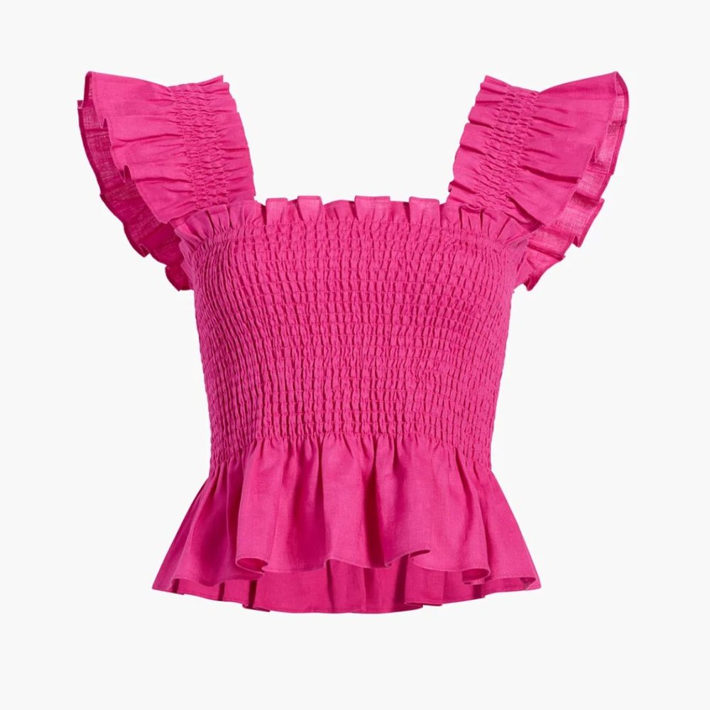 Hill House Paz Nap Top in Poppy Pink Linen